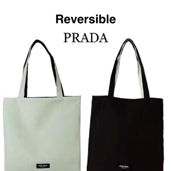 New Prada Tote w/ Pouch & Dust bag; Reversible: light green/black- VIP gift/GWP - Picture 1 of 10